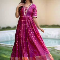 MORDEN MUSE Women Ethnic Motifs Embroidered Gown Ethnic Maxi Dress-picture-34