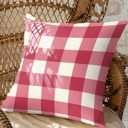 CASABLEU Spring Gallery Red & White 2 Pieces Checked Square Cushion Covers-picture-12