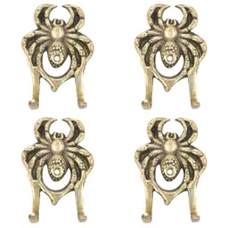 IndianShelf Gold-Toned 4 Pieces Textured Brass Crab Shaped Wall Hooks-picture-12