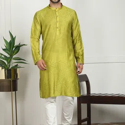 SWAGG INDIA Ethnic Motifs Embroidered Thread Work Mandarin Collar Straight Kurta-picture-53