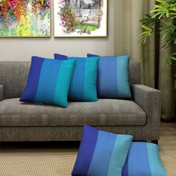 Blue Grass Blue & Green 5 Pieces Striped Square Cushion Covers-image-74