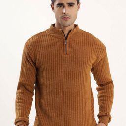 THE BEETEL HOUSE Men Ribbed Shirt Collar Long Sleeves Pullover-picture-49