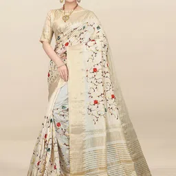 DIVASTRI Ethnic Motifs Embroidered Silk Cotton Saree-image-82