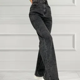 crazeis Women Flared High Rise Black Jeans-picture-12