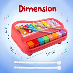 pureey 2 in 1 Big Piano and Xylophone with 8 Multicolored Keys | 2 Sticks |Great Gift image 3
