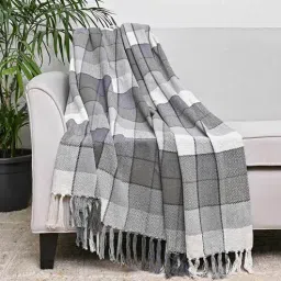 homzz Grey & White Cotton 60x50 Inches Throw-picture-37