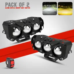 FOG LIGHT X1 3LENS YELLOW/WHITE Fog Lamp Car, Motorbike, Truck, Van LED (12 V, 40 W)-40