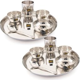 Pack of 12 Stainless Steel Hammered Mirror Polished Dinner Set-17