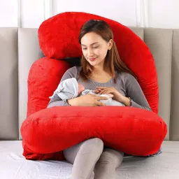 ultra soft j shaped pillow Microfibre, Polyester Fibre Solid Pregnancy Pillow Pack of 1-image-66