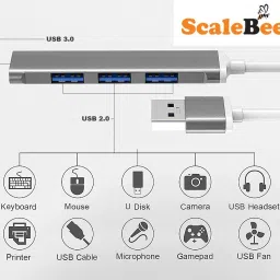 SCALEBEE 4-Port High Speed USB Hub 3.0 with Aluminium Shell USB Hub 3.0 Compatible for PC, MacBook, Mac Pro, Mac Mini, iMac, Laptop USB Hub image 2
