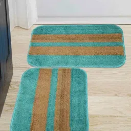 hosta homes Turquoise Blue Geometric Polyester 16x24 Inches AntiSkid Bath Mats-picture-34