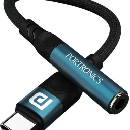 Portronics Black iKonnect C Pro Type C to 3.5 mm Audio Jack Connector Phone Converter-0
