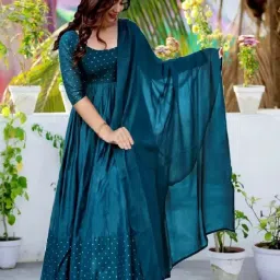 Self Design Cotton Rayon Stitched Anarkali Gown-image-23
