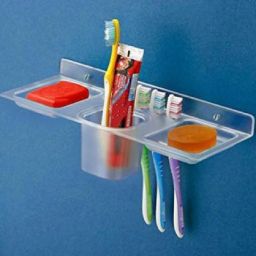 ABS Plastic multipurpose 4 in 1 Paste-Brush, Soap Stand/Tumbler (pack of 1) transparent Towel Holder-image-78