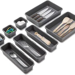 Cutlery Kitchen Rack Cutlery tray for Kitchen Drawer Cutlery Organizer Multipurpose Storage Box Plastic-image-2