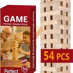 Balancing Tower Blocks | Jenga Type Wooden Game Set for Kids-image-0