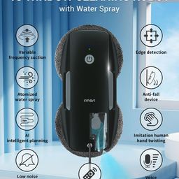 FMART T9Pro Window Cleaning Robot - 3800PA, Ultrasonic Water Spray, AI Path Planning, AI Edge Detection Window Cleaner Robotic with Remote Control & 10 Cloths - Deep Clean Windows, Tiles image 2