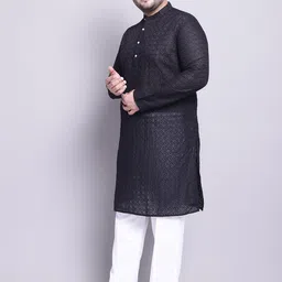 SOJANYA PLUS Embroidered Thread Work Pure Cotton Kurta with Pyjamas & Nehru Jacket-picture-4