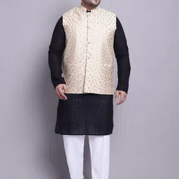 SOJANYA PLUS Ethnic Motifs Embroidered Kurta With Pyjamas & Nehru Jacket-30