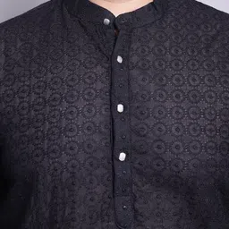 SOJANYA PLUS Embroidered Thread Work Pure Cotton Kurta with Pyjamas & Nehru Jacket image 4