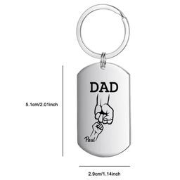 m men style Personalized Custom Big Hands Small Hands Name Keychain Parents And Child Fist Bump Keyring Bikes/Car/Double Key Ring/Office Home Keychain image 2