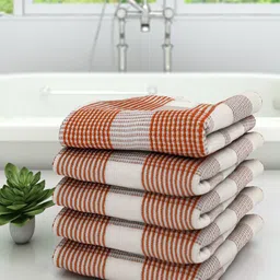 Athom Trendz Set Of 5 White 100% Premium Cotton & High Absorbant Bath Towel-58