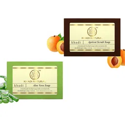 Khadi Natural Set of Aloe Vera & Apricot Scrub Handmade Herbal Soaps-91