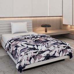 Monte Carlo White & Blue Floral Printed AC Room 290 GSM Single Bed Blanket-image-86