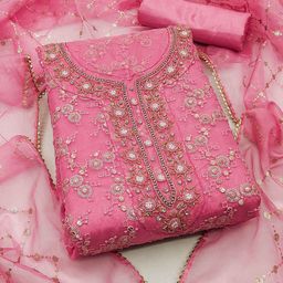 Ishin Embroidered Organza Unstitched Dress Material-image-48