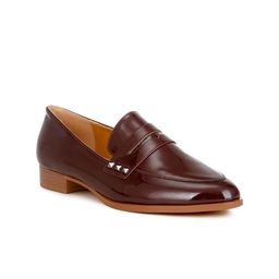RAG & CO Women Velcro Patent Round Toe Leather Loafers-43