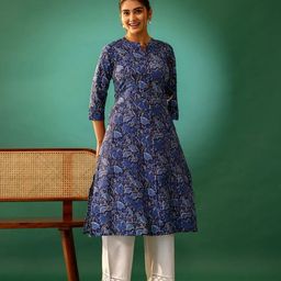 Vivika Women Floral Printed Daily Cotton A-Line Kurta-image-54