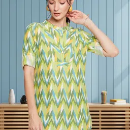 DressBerry Geometric Print Mandarin Collar Top-picture-19