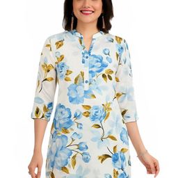 Meher Impex Women Floral Printed Mandarin Collar Straight Kurti-picture-0