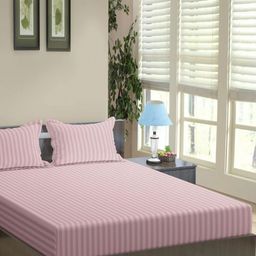 Trance Home Linen Rose Striped Pure Cotton 200 TC King Bedsheet Set-2.74 m x 2.74 m-image-14