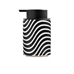 FabSeasons White & Black Abstract Ceramic Soap Dispenser-1