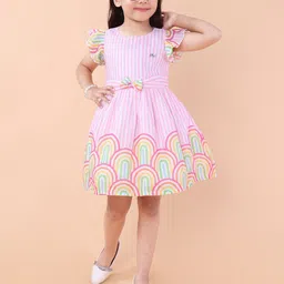 PINK MERMAID Kids-Girls Striped Above Knee A-Line Dress-picture-20