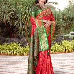 AKSH FASHION Red Silk Blend Sarees-picture-12