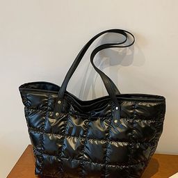 LULU & SKY Embellished PU Shopper Handheld Bag with Quilted-image-79