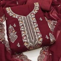 MANVAA Embroidered Silk Chiffon Unstitched Dress Material-image-56