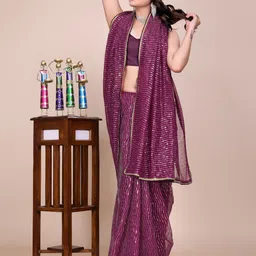 yourwish Embellished Sequinned Supernet Saree-image-24