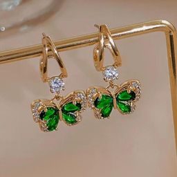 Estailo fashion Artificial Stones Studded Contemporary Drop Earrings-image-65