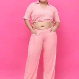 theRebelinme Pure Cotton Short Sleeves Crop Top With Trousers Co-Ords-6