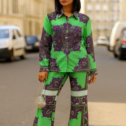 TRENBEE Printed Shirt Collar Neck Shirt With Palazzos Co-Ords-image-47