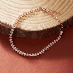 AMI Set Of 2 Rose Gold-Plated Cubic Zirconia Studded Wraparound Bracelets-image-82