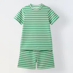 SPUNKIES Boys Striped Round Neck T-shirt With Shorts-image-9