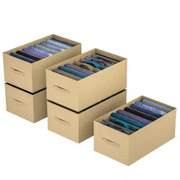 Kuber Industries Brown Set of 5 Regular Drawer Organiser Organisers-36