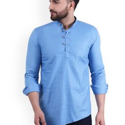 Moda Rapido Band Collar Pure Cotton Straight Short Kurta-picture-47