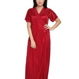 Noty Women V-Neck Satin Maxi Nightdress-image-46