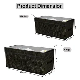 Kuber Industries Black & Beige 2 Pieces Printed Storage Box Organisers With Lid image 2