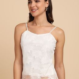 SAFFE Women Floral Self Design Shoulder Straps Lace Tank Top-picture-38